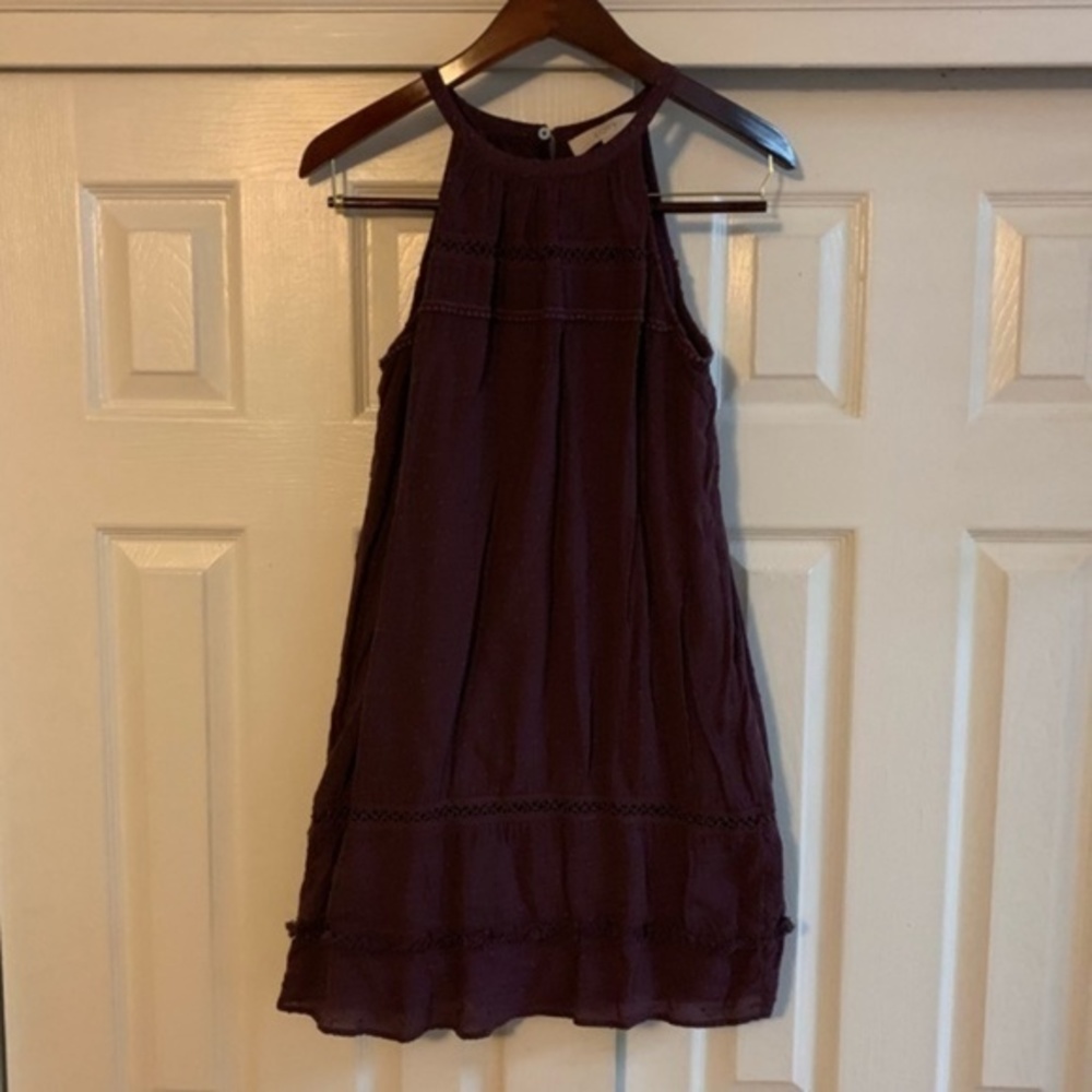 LOFT Flowy Dark Mauve Sun Dress Size Small